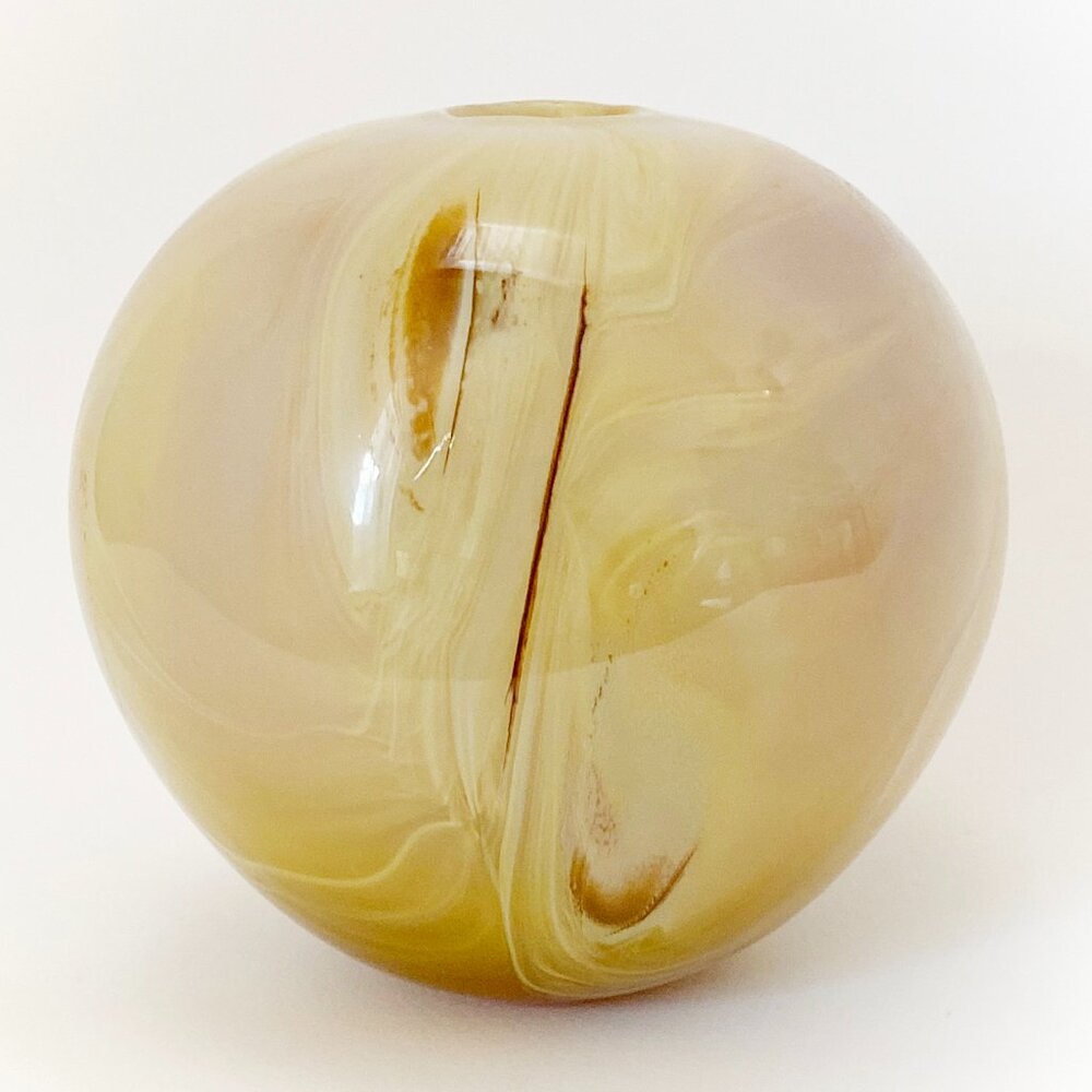 Vintage 1970s MICHAEL GUZZARDO Luminous Art Glass Round Bud Vase Candle Holder